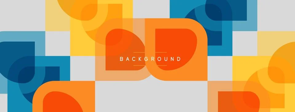 Abstract geometric pattern. Overlapping squares, circles, rectangles create Stock Illustration