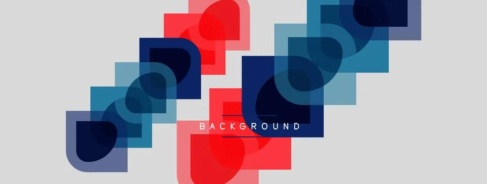 Abstract geometric pattern. Overlapping squares, rectangles, circles create Stock Illustration