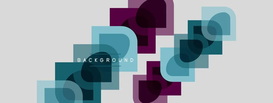 Abstract geometric pattern. Overlapping squares, rectangles, circles create Stock Illustration