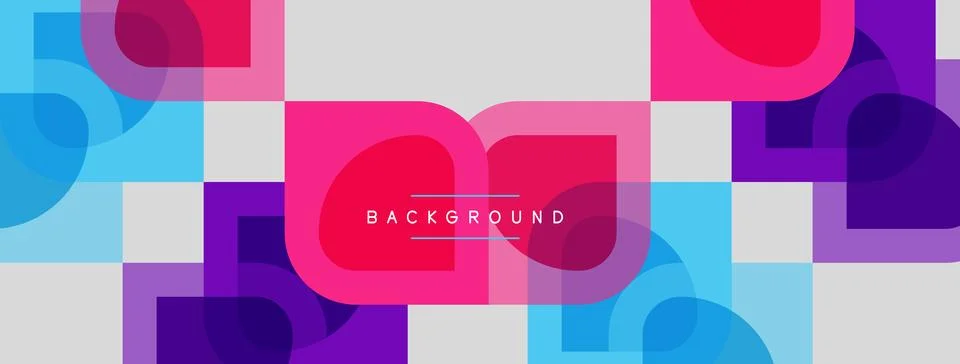 Abstract geometric pattern. Overlapping squares, circles create vibrant col.. Stock Illustration