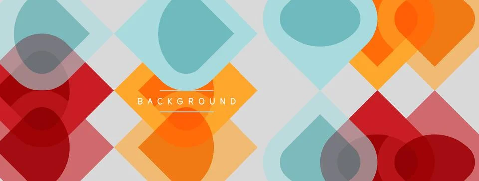 Abstract geometric pattern. Overlapping squares, circles create colorful te.. Stock Illustration