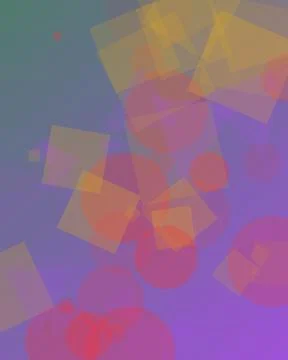 Abstract Geometric Pattern with Overlapping Transparent Circles and Squares.. Illustrazione stock