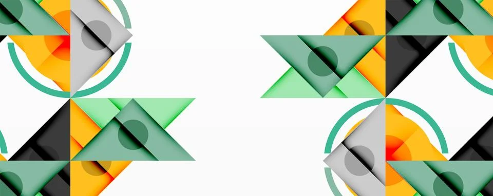 Abstract geometric pattern. Overlapping triangles, circles create dynamic Stock Illustration