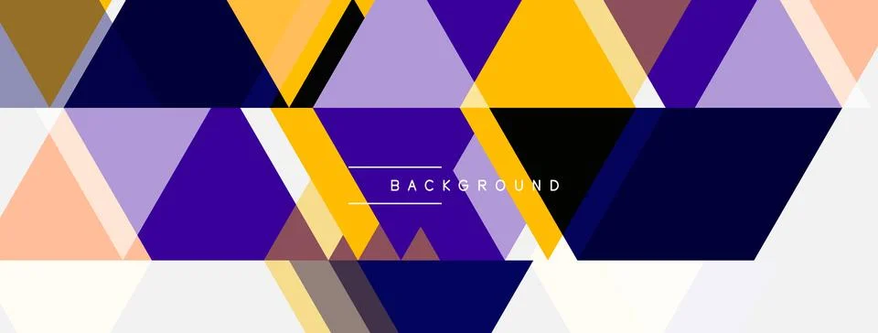 Abstract geometric pattern. Overlapping triangles create dynamic purple, gold Stock Illustration