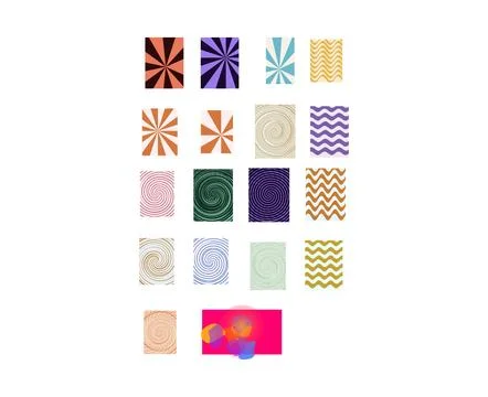 Abstract Geometric Pattern Pack Colorful Retro Shapes Waves Background Set 스톡 일러스트