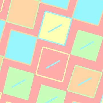 Abstract Geometric Pattern with Pastel Square Shapes and Diagonal Lines Stock Illustration