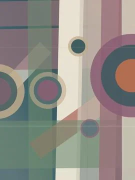 Abstract geometric pattern with pastel squares and circles, calm modern moo.. Stock Illustration