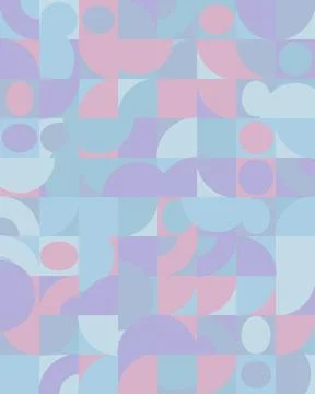 Abstract geometric pattern with pastel squares, circles, and soft shapes cr.. Illustrazione stock