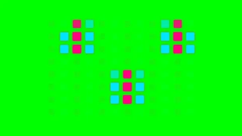 Abstract geometric pattern with pink and blue squares on green background Stock Footage 340901758
