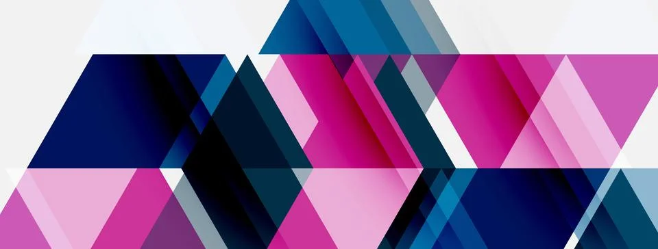 Abstract geometric pattern. Pink, blue, navy shapes overlap creating dynamic 스톡 일러스트