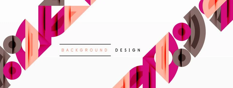 Abstract geometric pattern. Pink, brown, beige shapes repeat across white space. Illustrazione stock