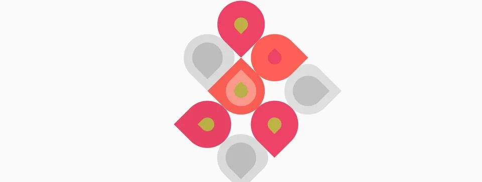 Abstract geometric pattern. Pink, gray shapes repeat forming symmetrical desi Stock Illustration