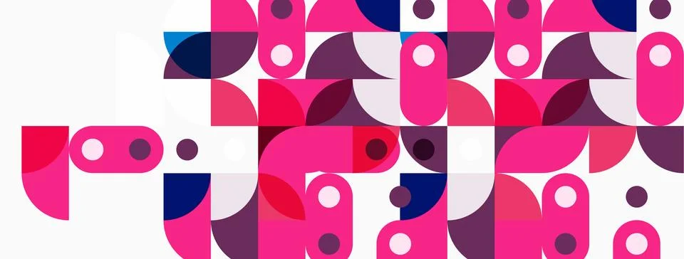 Abstract geometric pattern. Pink, navy, white shapes overlap creating modern Stockillustratie