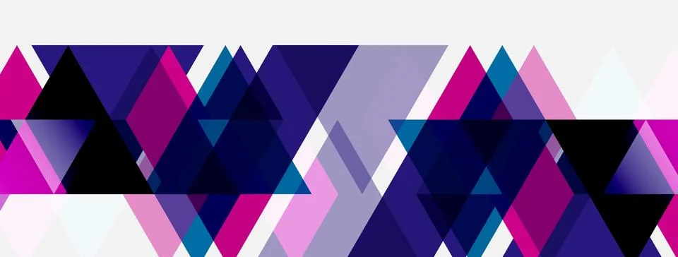 Abstract geometric pattern. Pink, purple, white triangles create dynamic Stock Illustration
