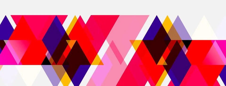 Abstract geometric pattern. Pink, purple, red triangles overlap creating dy.. Illustrazione stock
