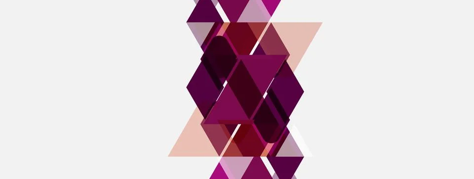 Abstract geometric pattern. Pink, purple triangles create layered diamond sha Stock Illustration
