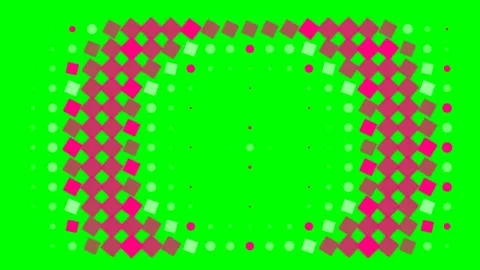 Abstract geometric pattern with pink squares and circles on green background Stock Footage 340268108