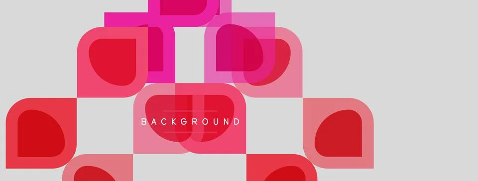 Abstract geometric pattern. Pink squares overlap light gray background. Text Stock Illustration
