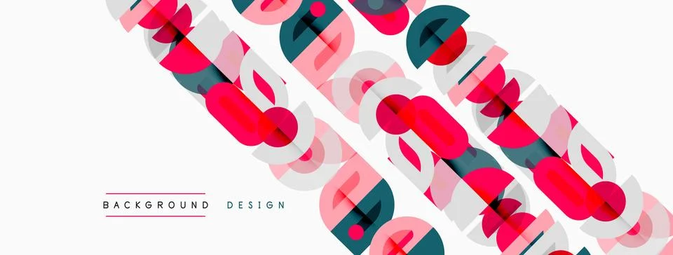Abstract geometric pattern. Pink, teal shapes overlap white space. Modern d.. Stock Illustration