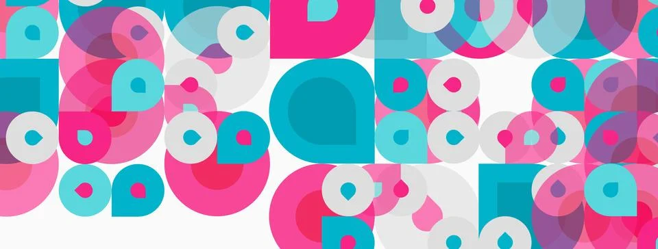 Abstract geometric pattern. Pink, turquoise shapes overlap creating vibrant Stockillustratie
