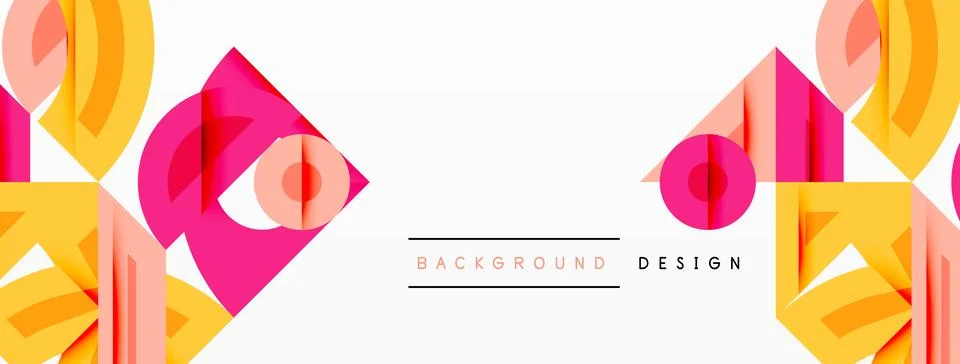Abstract geometric pattern. Pink, yellow layers create dynamic composition. Illustrazione stock