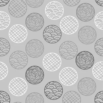 Abstract geometric pattern the points, circles. Gray seamless vector background Illustrazione stock
