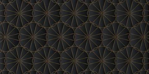 Abstract geometric pattern polygonal shape luxury with black and golden lines Stock Illustration