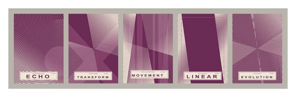 Abstract geometric pattern poster collection. Featuring five vertical banne.. Stock Illustration