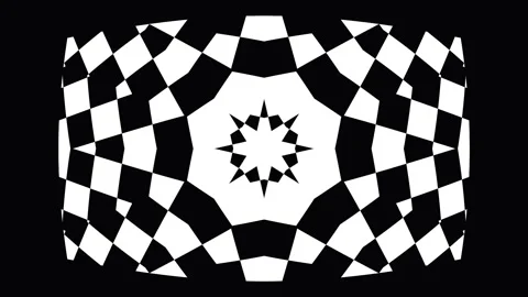 Abstract Geometric Pattern Pulsating with Optical Illusion Effect in Black .. Stockbeeldmateriaal 341656173