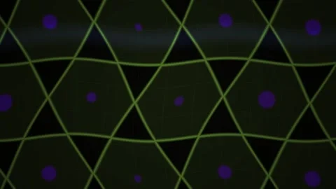 Abstract Geometric Pattern with Pulsing Blue Light Orbs and Wavy Grid Lines. Stock Footage 341788263