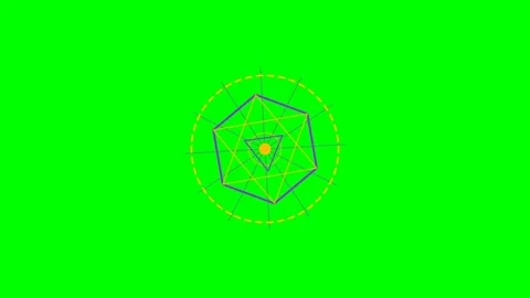 Abstract geometric pattern with purple and yellow lines on green screen Stock Footage 340266608