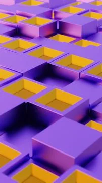 Abstract Geometric Pattern with Purple and Yellow 3D Cubes.. Stock Illustration