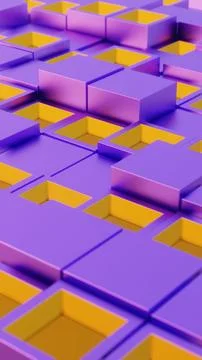 Abstract Geometric Pattern with Purple and Yellow 3D Cubes.. Stock Illustration