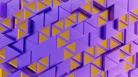 Abstract Geometric Pattern with Purple and Yellow Triangular and Cubic Shapes Illustrazione stock