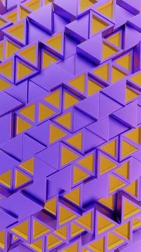 Abstract Geometric Pattern with Purple and Yellow Triangular and Cubic Shapes イラスト素材