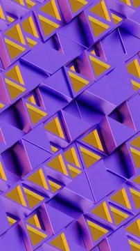 Abstract Geometric Pattern with Purple and Yellow Triangular and Cubic Shapes Stock Illustration