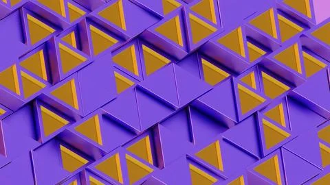Abstract Geometric Pattern with Purple and Yellow Triangular and Cubic Shapes Stockillustratie