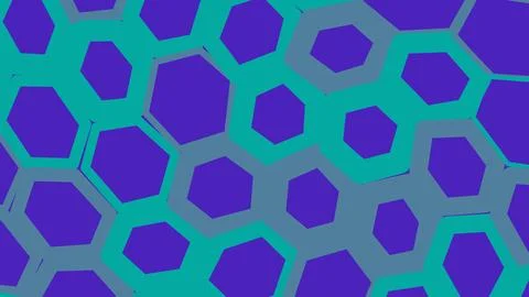 Abstract geometric pattern with purple and green hexagons イラスト素材