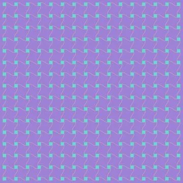 Abstract geometric pattern with purple and teal squares and wavy lines Illustrazione stock