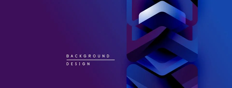 Abstract geometric pattern. Purple, blue gradients create layered shapes. Text 스톡 일러스트
