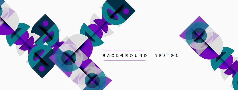 Abstract geometric pattern. Purple, blue shapes overlap white space. Modern Stock Illustration