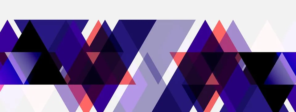 Abstract geometric pattern. Purple, lavender, coral triangles create modern Illustrazione stock
