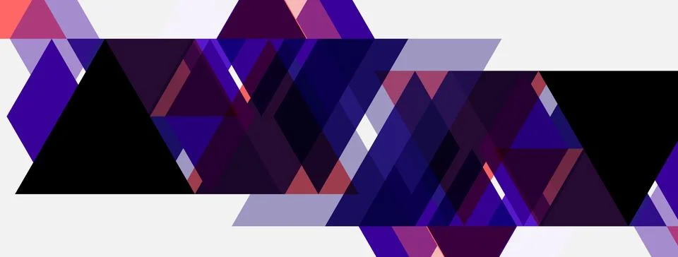 Abstract geometric pattern. Purple, pink, white shapes overlap creating dynam Illustrazione stock