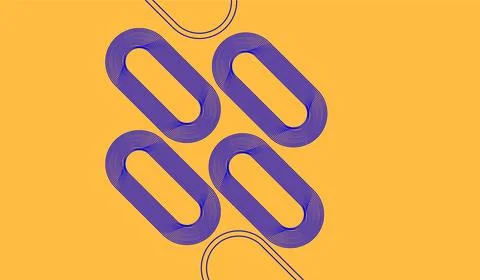 Abstract Geometric Pattern With Purple Rounded Loops On Orange Background  .. 库存插图