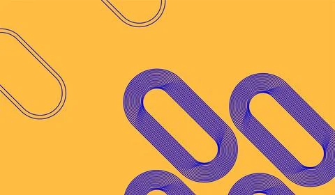 Abstract Geometric Pattern With Purple Rounded Loops On Orange Background  .. 库存插图