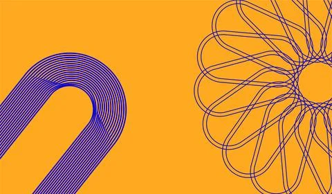 Abstract Geometric Pattern With Purple Rounded Loops On Orange Background  .. 库存插图