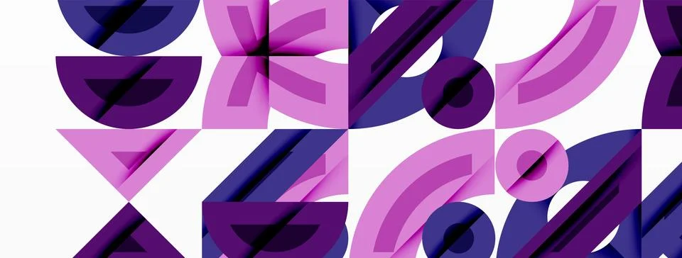 Abstract geometric pattern. Purple, violet shapes repeat across white background Illustrazione stock