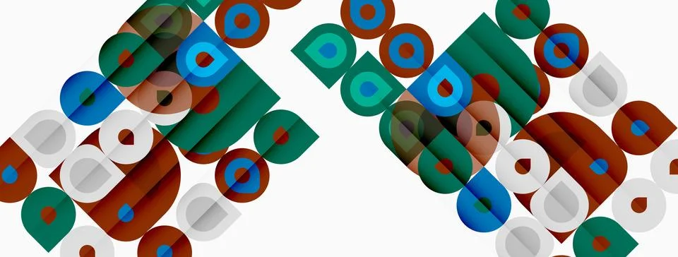 Abstract geometric pattern. Rectangles, circles overlap creating colorful d.. Stock Illustration