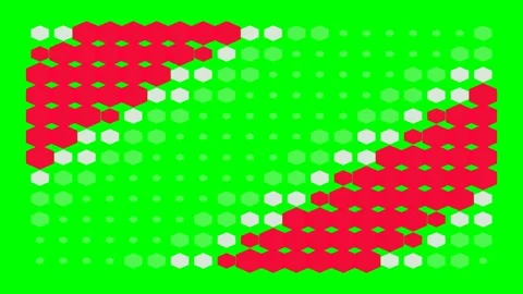 Abstract geometric pattern of red and white hexagons on a green background Stock Footage 341820925