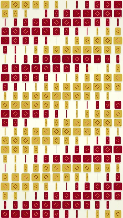 Abstract Geometric Pattern with Red and Yellow Squares and Diamonds Stock Footage 347697422
